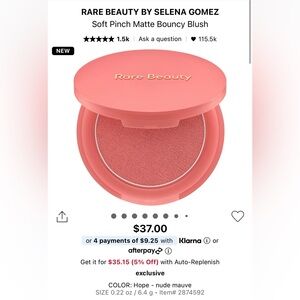 Rare Beauty Soft Pinch Matte Bouncy Blush SHADE HOPE